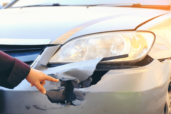 Photo bumper repair at our body shop